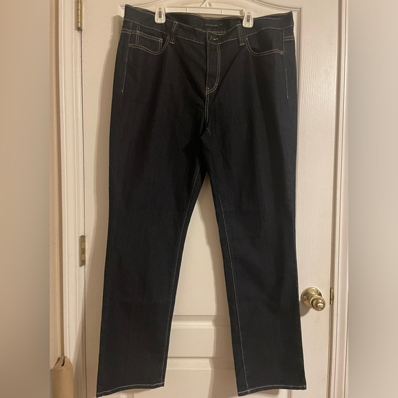 NWOT Calvin Klein Dark Wash Straight Leg Skinny Fit Denim Jeans 20W Basic Casual - Picture 1 of 7
